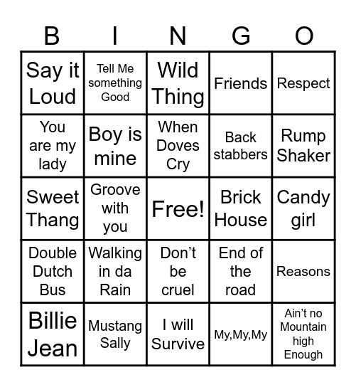 That’s my Song!! Bingo Card