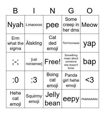 Rhi Bingo Card