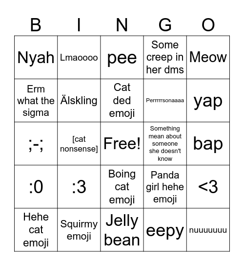 Rhi Bingo Card