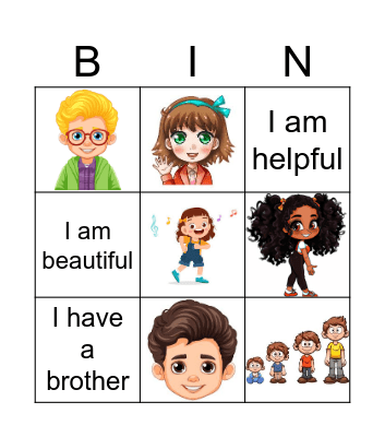 I Am Unique! Bingo Card