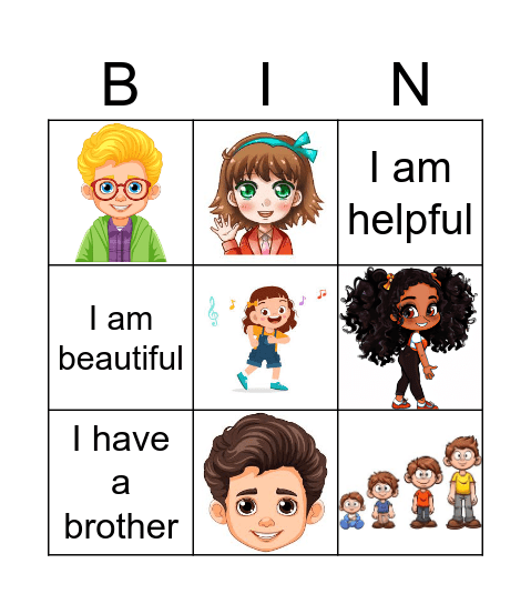 I Am Unique! Bingo Card