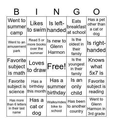 Find Someone Who... Bingo Card