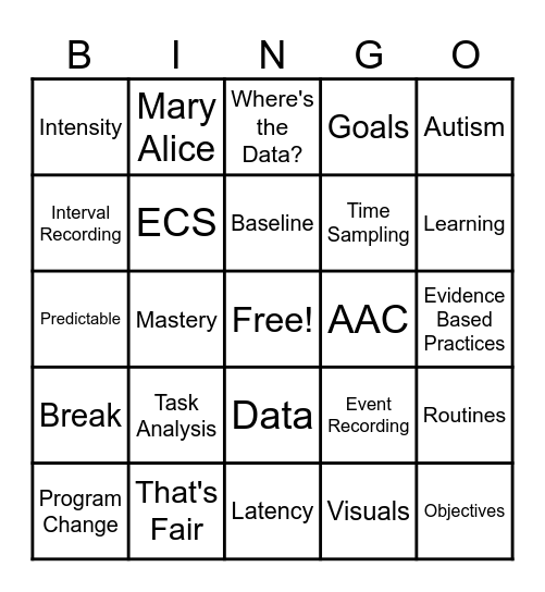 CCK PLC BINGO Card