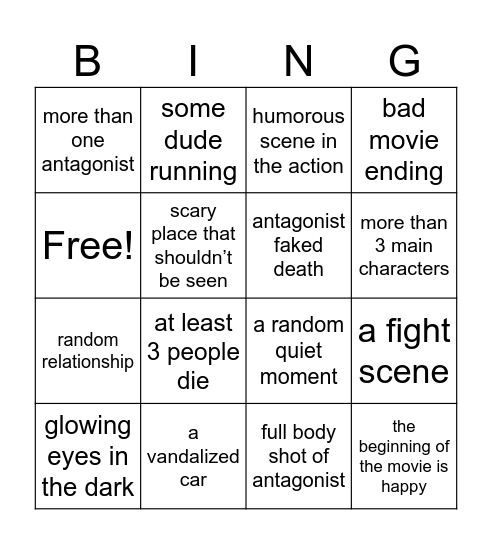 Jigsaw Bingo Card