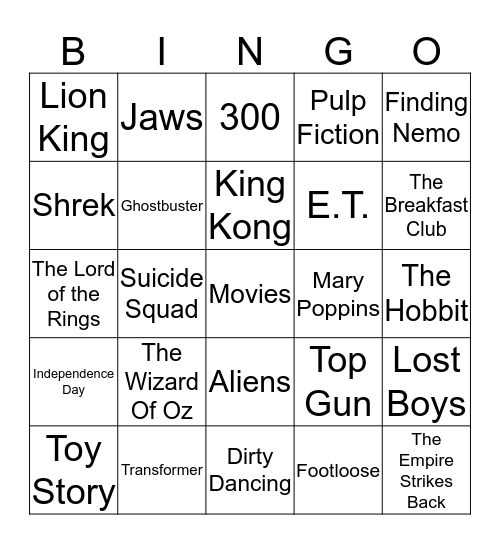 Movies  Bingo Card