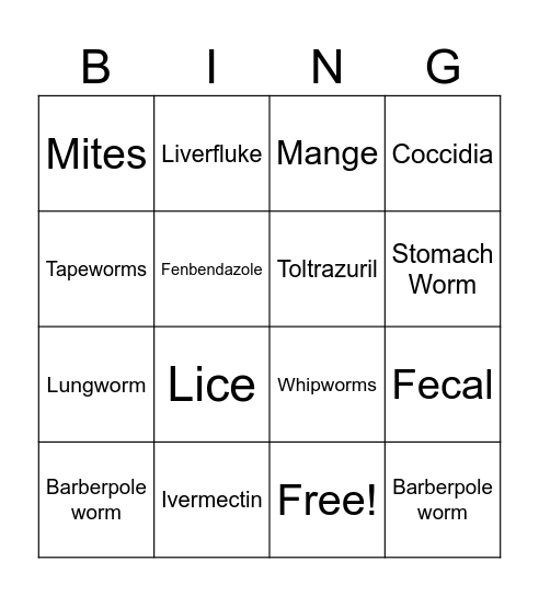 Parasite Bingo Card