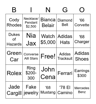 Online Shopping Bingo Card