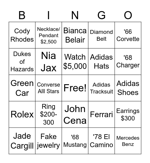 Online Shopping Bingo Card