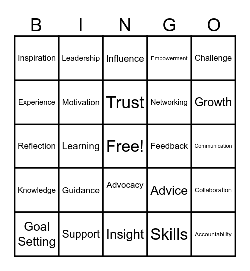 Mentorship Bingo Card