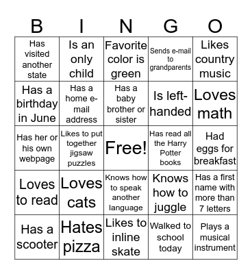 Find a Person Who: Bingo Card
