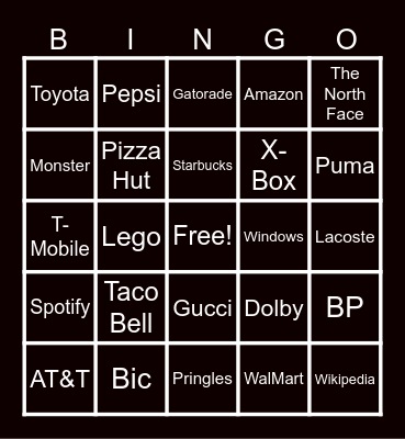 Guess the Logo Bingo Card