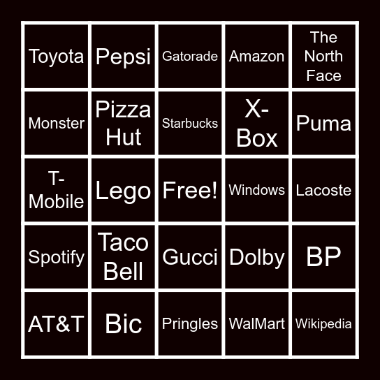 Guess the Logo Bingo Card