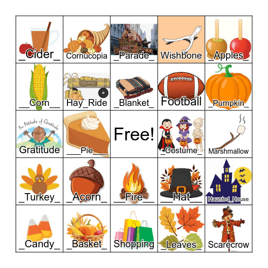 Fall Bingo Card