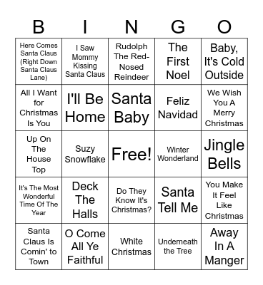 Christmas Music Bingo Card