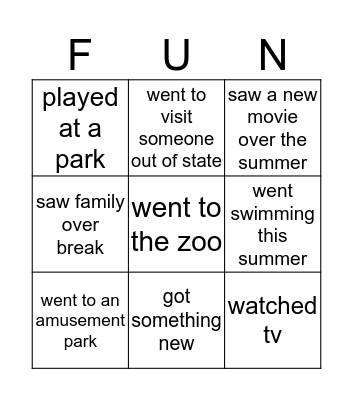 Find a friend who... Bingo Card