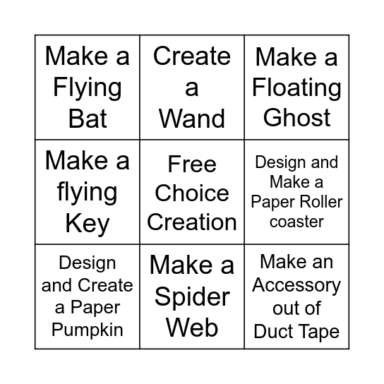 October Bingo Card