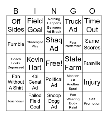 Football Bingo Card