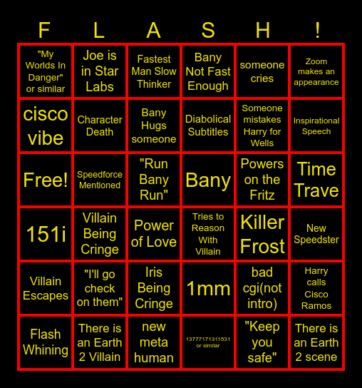 The Flash Bingo Card