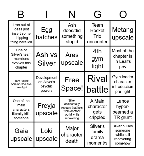 These Silver Eyes Chapter 8 BINGO card Bingo Card