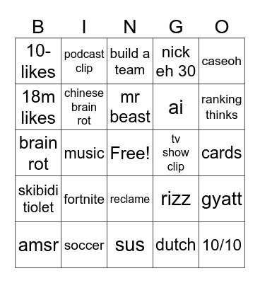 gog Bingo Card