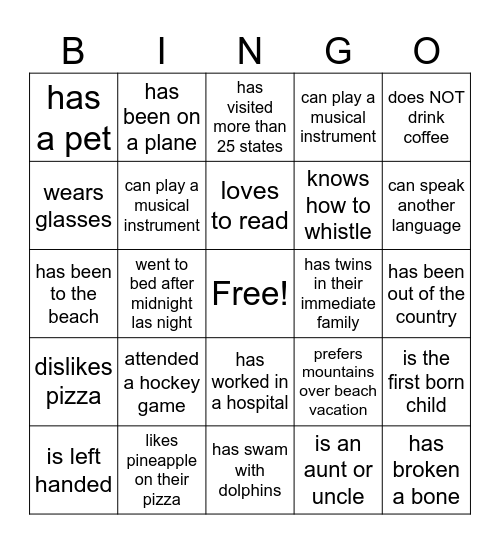 Find a co-worker who... Bingo Card