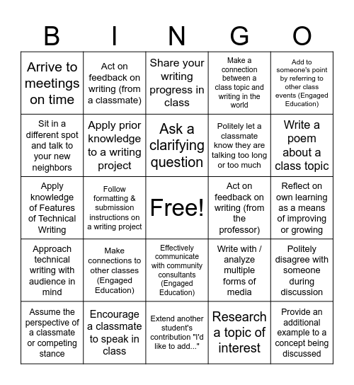 2030 Bingo Card