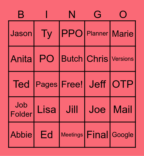 FP Bingo Card