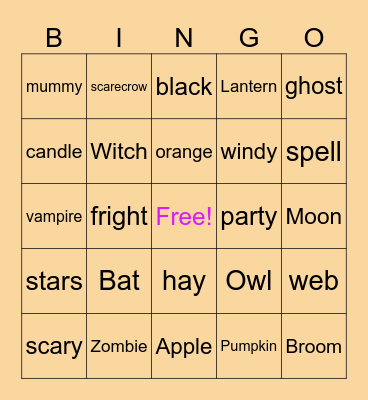 Halloween Bingo Card