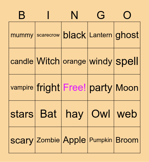 Halloween Bingo Card