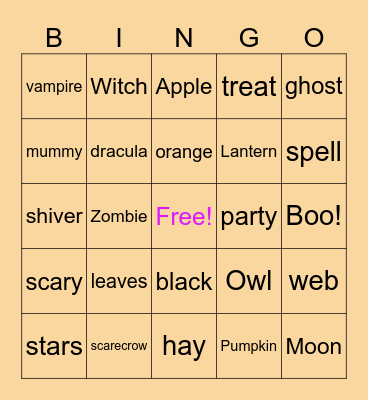 Halloween Bingo Card