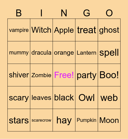 Halloween Bingo Card