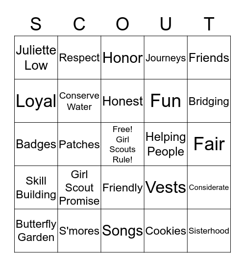 Welcome Back Troop 7082! Bingo Card