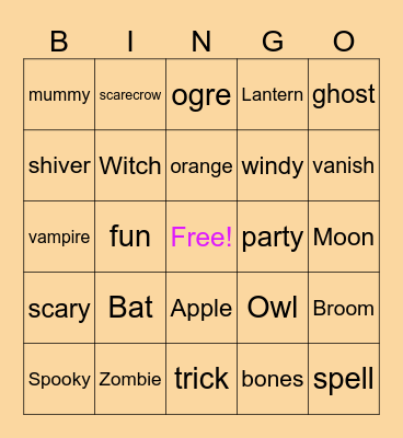 Halloween Bingo Card