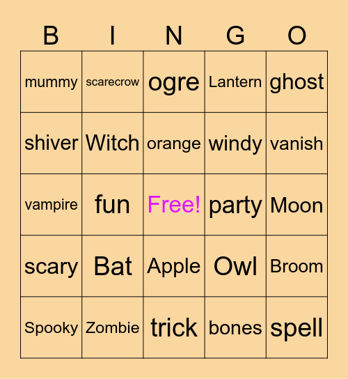 Halloween Bingo Card