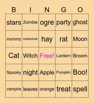 Halloween Bingo Card