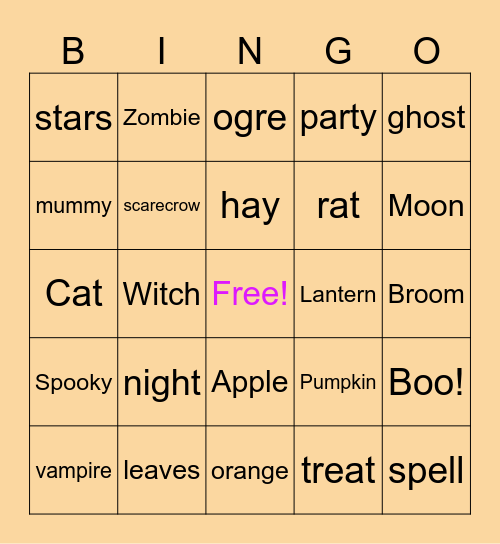 Halloween Bingo Card