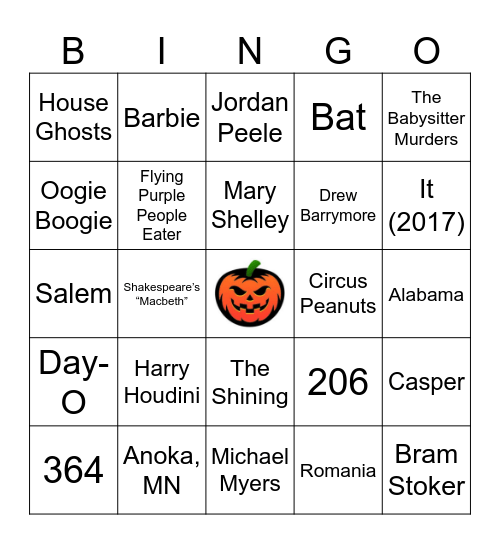 Halloween Bingo Card