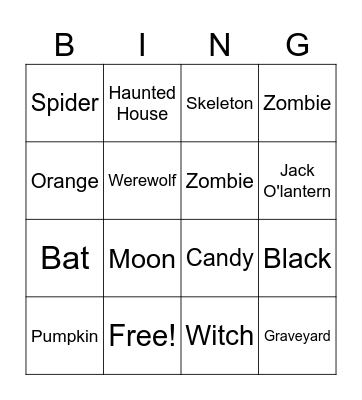 Halloween Bingo Card