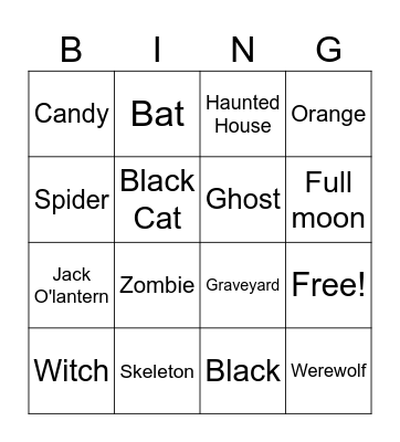 Halloween Bingo Card