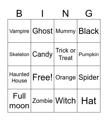 Halloween Bingo Card