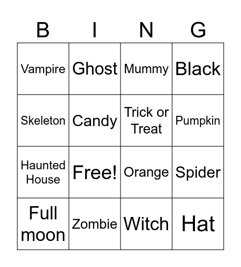 Halloween Bingo Card