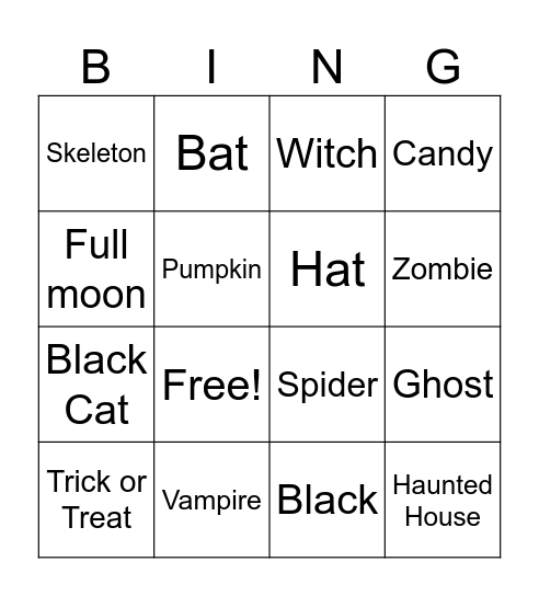 Halloween Bingo Card