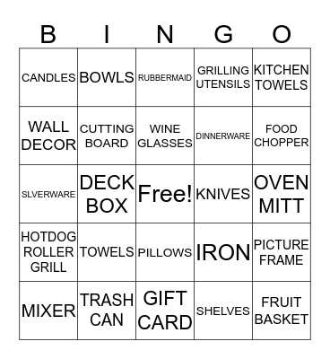 STACY WEDDING SHOWER Bingo Card