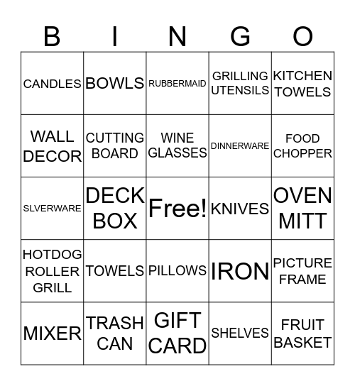 STACY WEDDING SHOWER Bingo Card