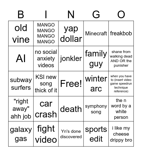 instagram reels bingo card Bingo Card