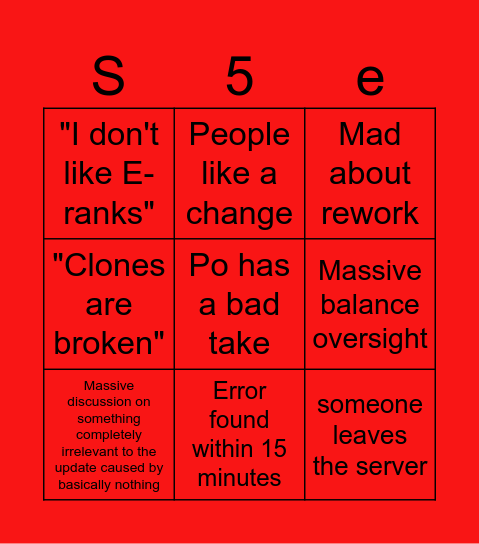 S5e Clans 1.1 Bingo Card