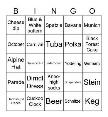 Biergarten Bingo Card