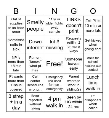 Friday Bingo Card