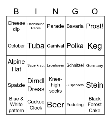 Biergarten Bingo Card