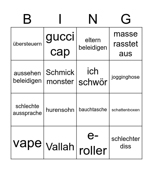 die jungs Bingo Card